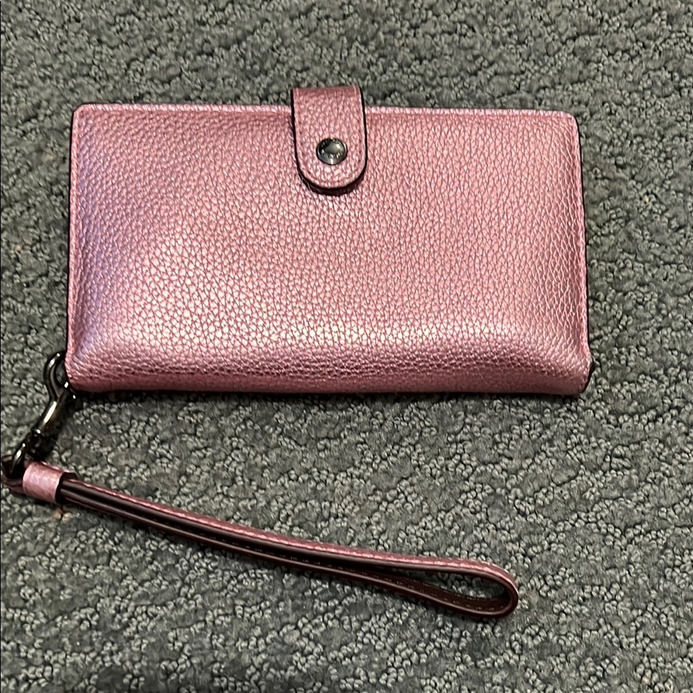 Coach Pink Textured Wristlet Wallet